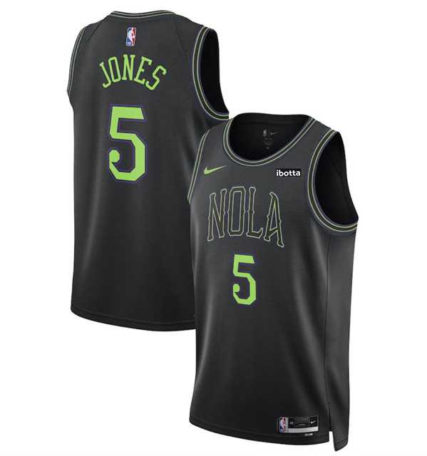 Men%27s New Orleans Pelicans #5 Herbert Jones Black 2023-24 City Edition Stitched Basketball Jersey Dzhi